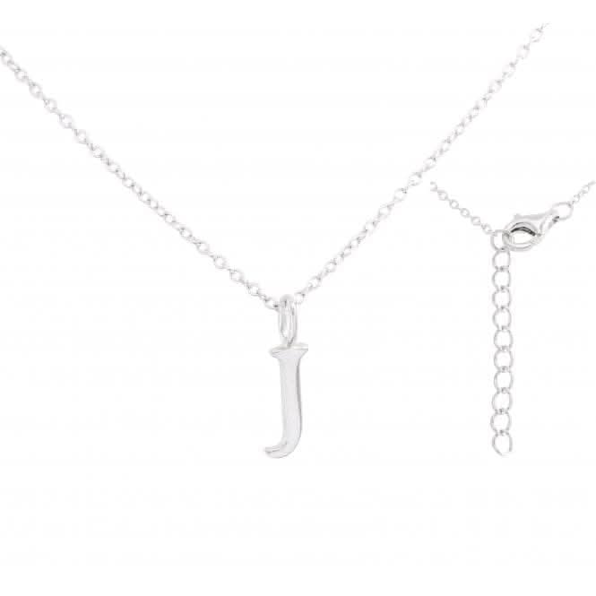 Sterling Silver Rhodium Plated Letter J Necklace ERLN004-J