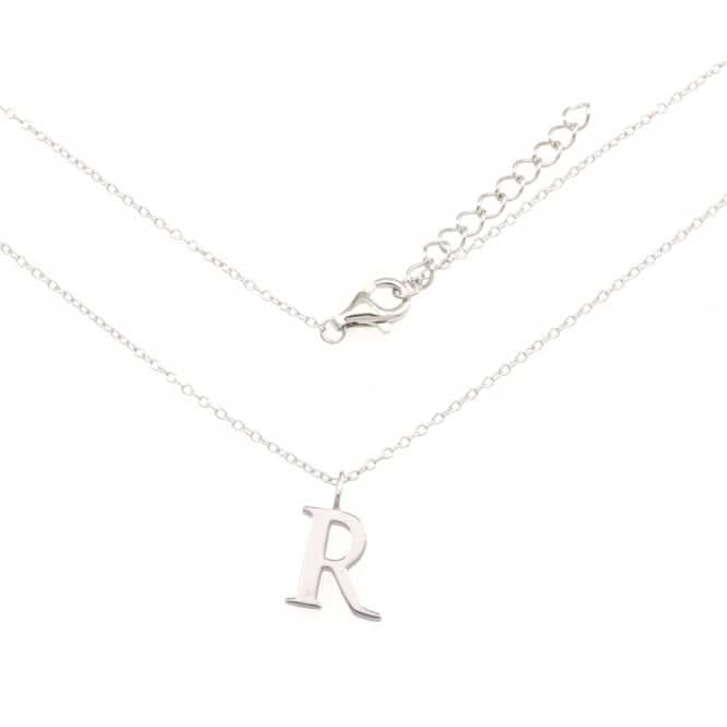 Sterling Silver Rhodium Plated Letter R Necklace ERLN004-R