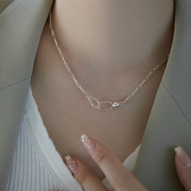 Sterling Silver Rhodium Plated Link Necklace ERLN009