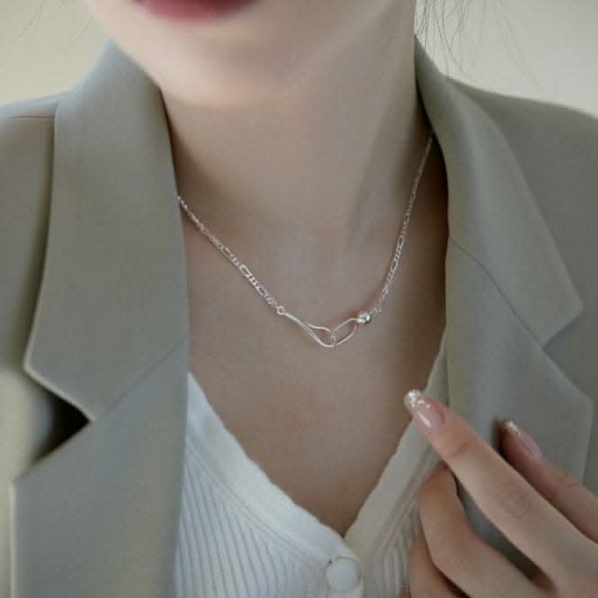 Sterling Silver Rhodium Plated Link Necklace ERLN009