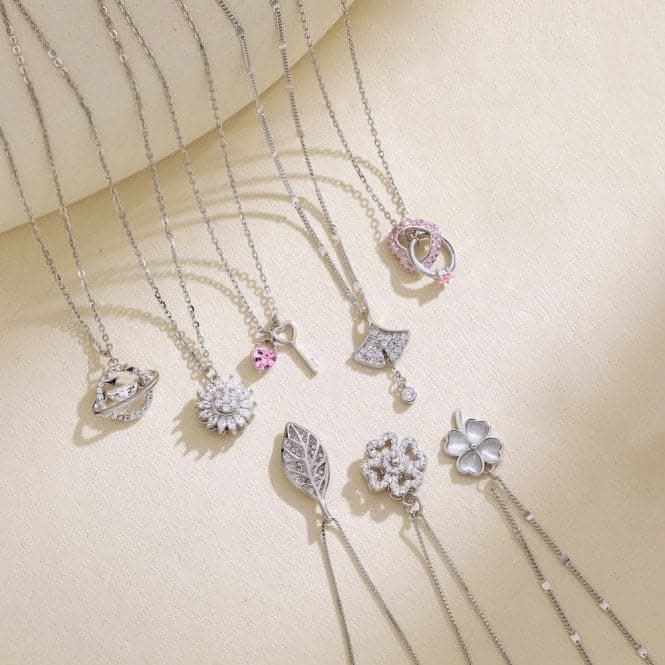 Sterling Silver Rhodium Plated Lucky 4 Leaf Necklace ERLN036