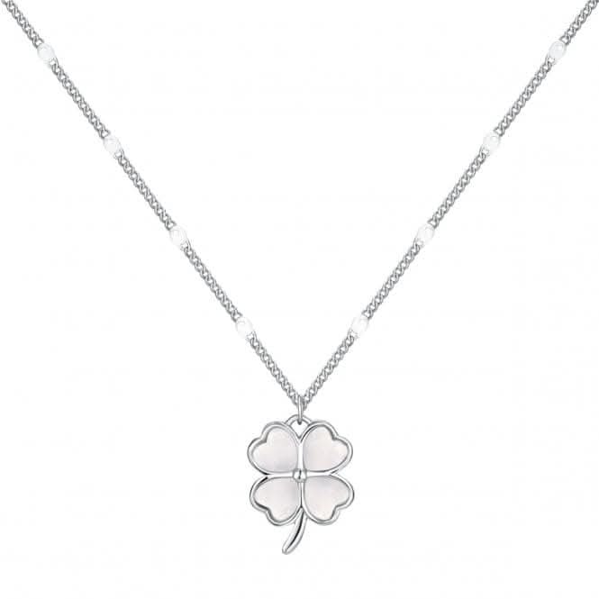Sterling Silver Rhodium Plated Lucky 4 Leaf Necklace ERLN036