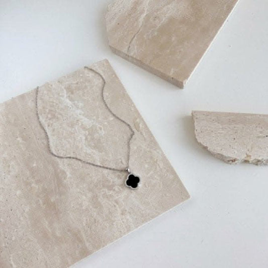 Sterling Silver Rhodium Plated Lucky Four Leaf Necklace ERLN012