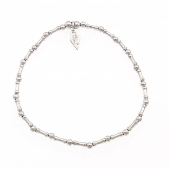 Sterling Silver Rhodium Plated Mixed Bead Bracelet ERLB031