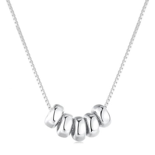 Sterling Silver Rhodium Plated Pebble Necklace ERLN007