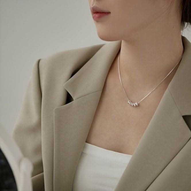 Sterling Silver Rhodium Plated Pebble Necklace ERLN007