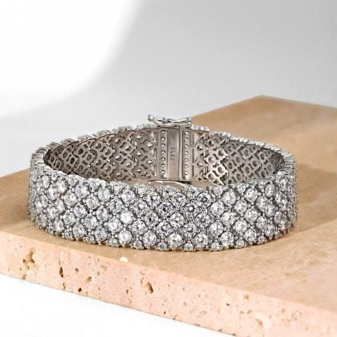 Sterling Silver Rhodium Plated Sparkling Stones Bracelet ERLB036