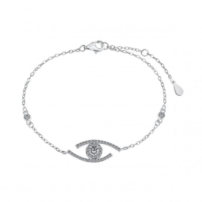 Sterling Silver Rhodium Plated Sparkling Zirconia Evil Eye Bracelet ERLB053