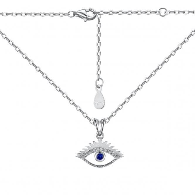 Sterling Silver Rhodium Plated Sparkling Zirconia Evil Eye Necklace ERLN043