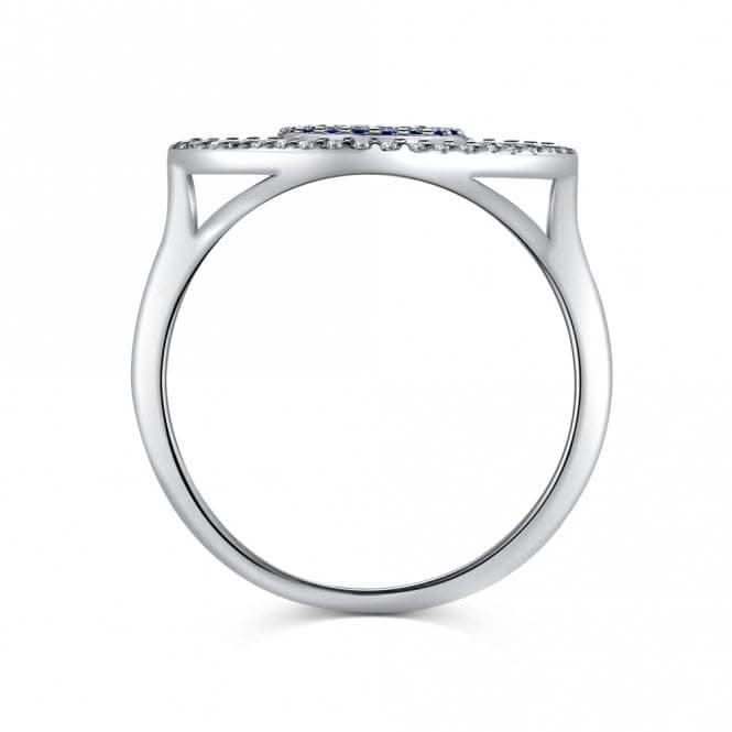 Sterling Silver Rhodium Plated Sparkling Zirconia Evil Eye Ring ERLR010