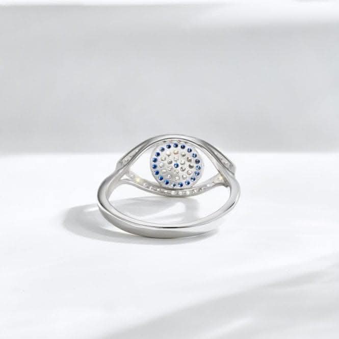 Sterling Silver Rhodium Plated Sparkling Zirconia Evil Eye Ring ERLR010