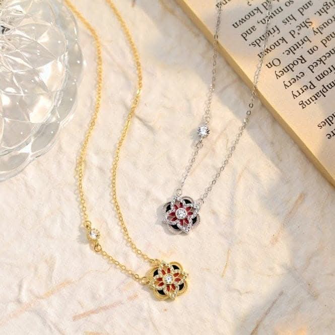 Sterling Silver Rhodium Plated Sparkling Zirconia Lucky 4 Leaf Necklace ERLN027