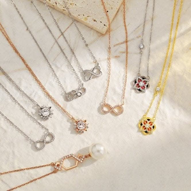 Sterling Silver Rhodium Plated Sparkling Zirconia Lucky 4 Leaf Necklace ERLN027