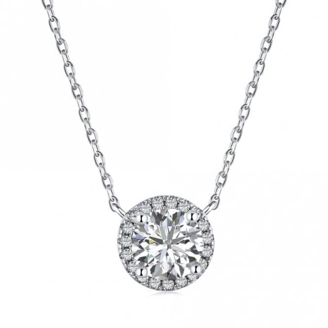 Sterling Silver Rhodium Plated Sparkling Zirconia Necklace ERLN024
