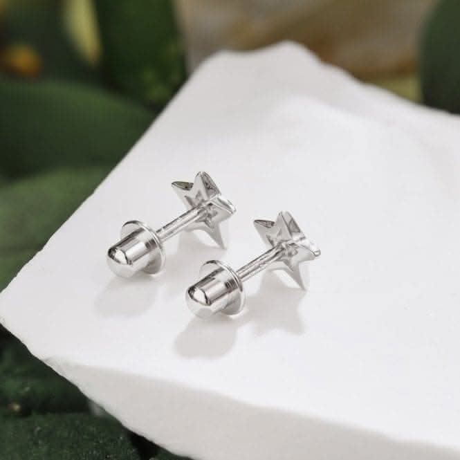 Sterling Silver Rhodium Plated Star Earrings ERLE007