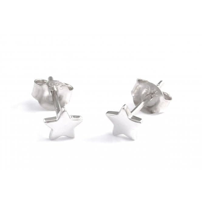 Sterling Silver Rhodium Plated Star Stud Earrings