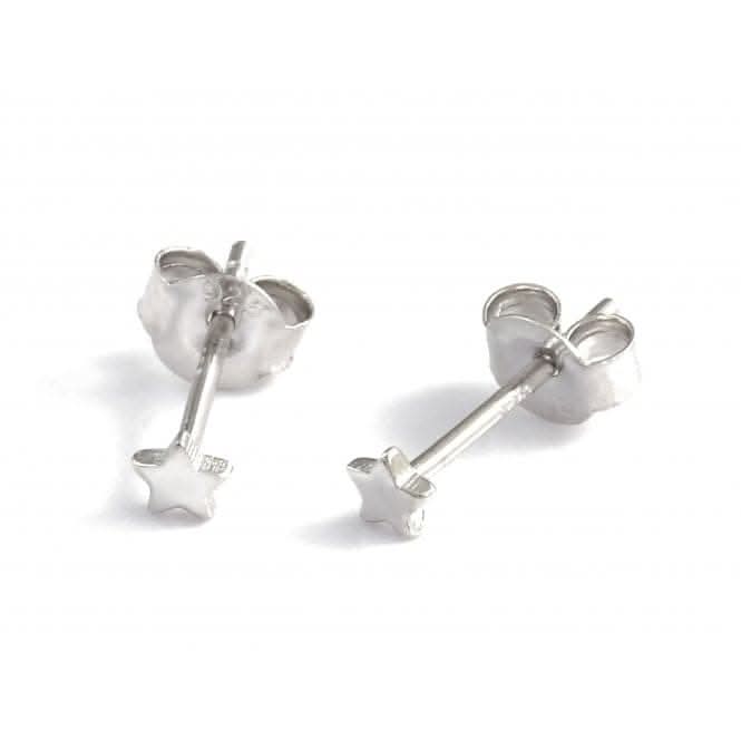 Sterling Silver Rhodium Plated Star Stud Earrings