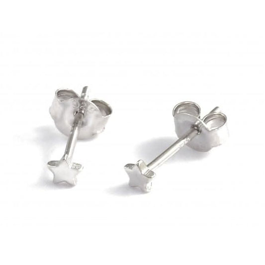 Sterling Silver Rhodium Plated Star Stud Earrings