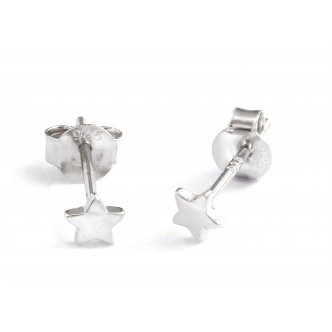 Sterling Silver Rhodium Plated Star Stud Earrings