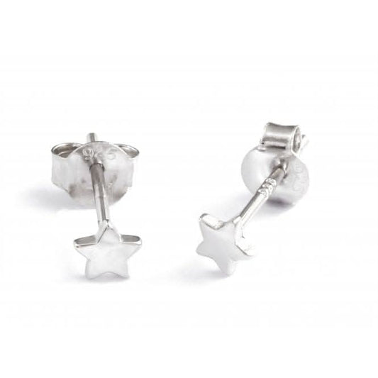Sterling Silver Rhodium Plated Star Stud Earrings