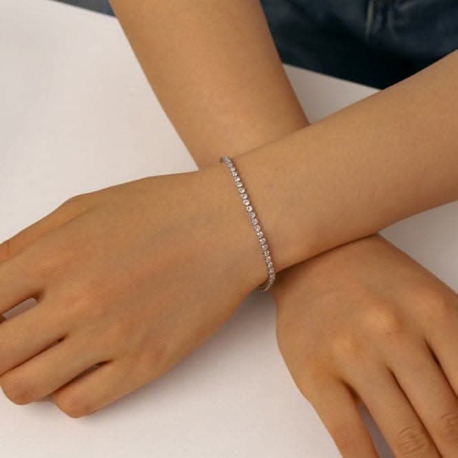 Sterling Silver Rhodium Plated Zirconia Bracelet ERLB034