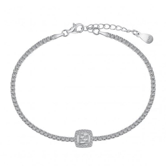 Sterling Silver Rhodium Plated Zirconia Bracelet ERLB038