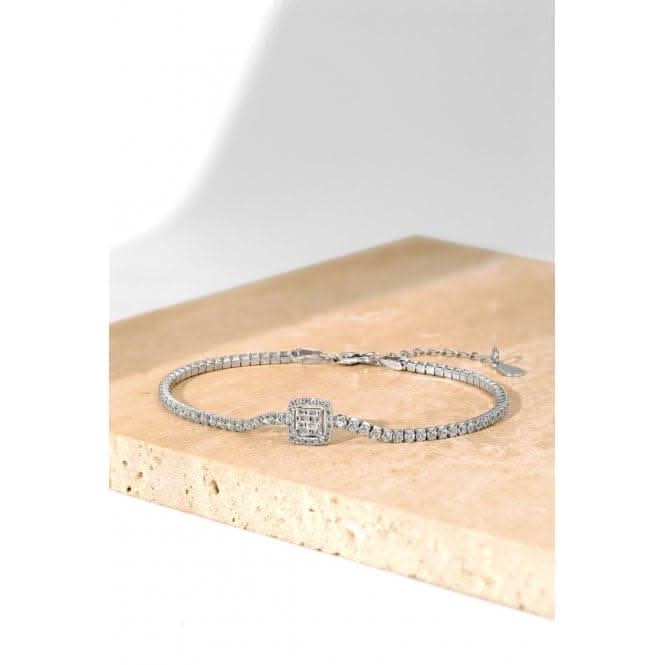 Sterling Silver Rhodium Plated Zirconia Bracelet ERLB038