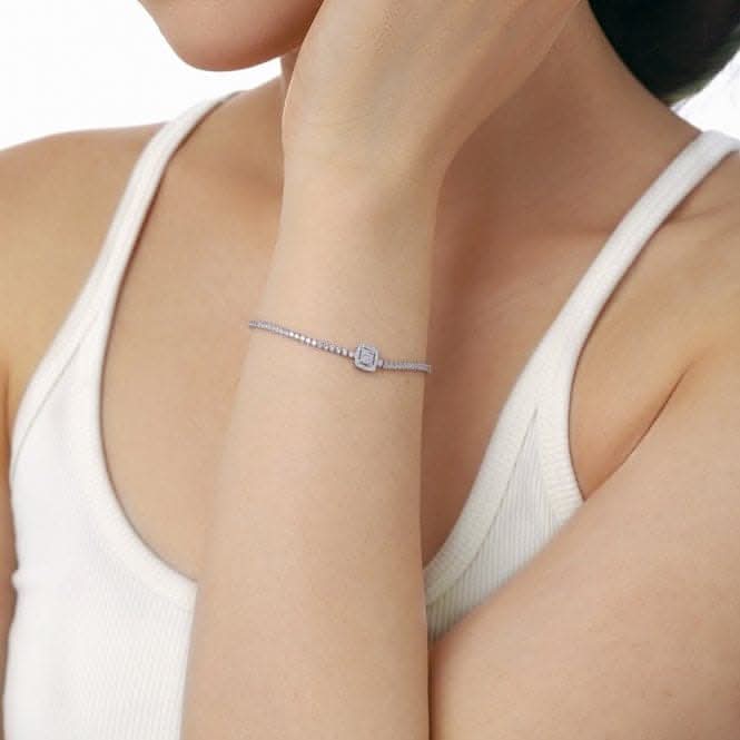 Sterling Silver Rhodium Plated Zirconia Bracelet ERLB038