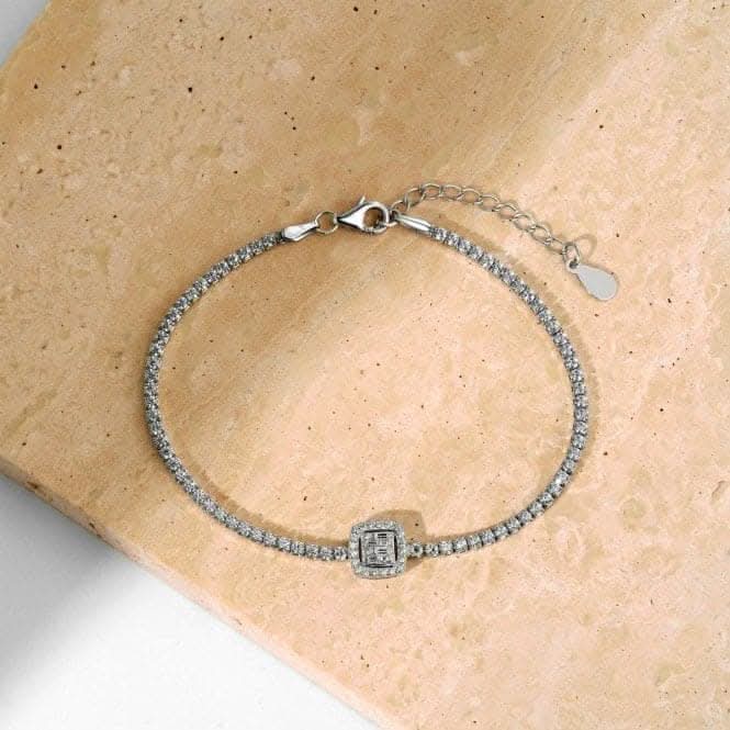 Sterling Silver Rhodium Plated Zirconia Bracelet ERLB038