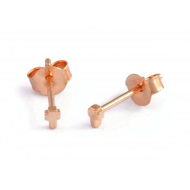 Sterling Silver Rose Gold Plated Cross Stud Earrings