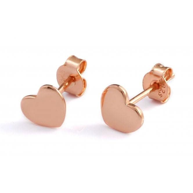 Sterling Silver Rose Gold Plated Heart Stud Earrings