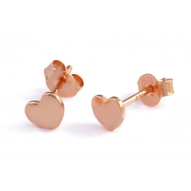 Sterling Silver Rose Gold Plated Heart Stud Earrings