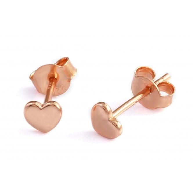 Sterling Silver Rose Gold Plated Heart Stud Earrings