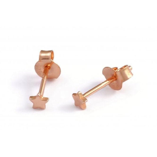 Sterling Silver Rose Gold Plated Star Stud Earrings