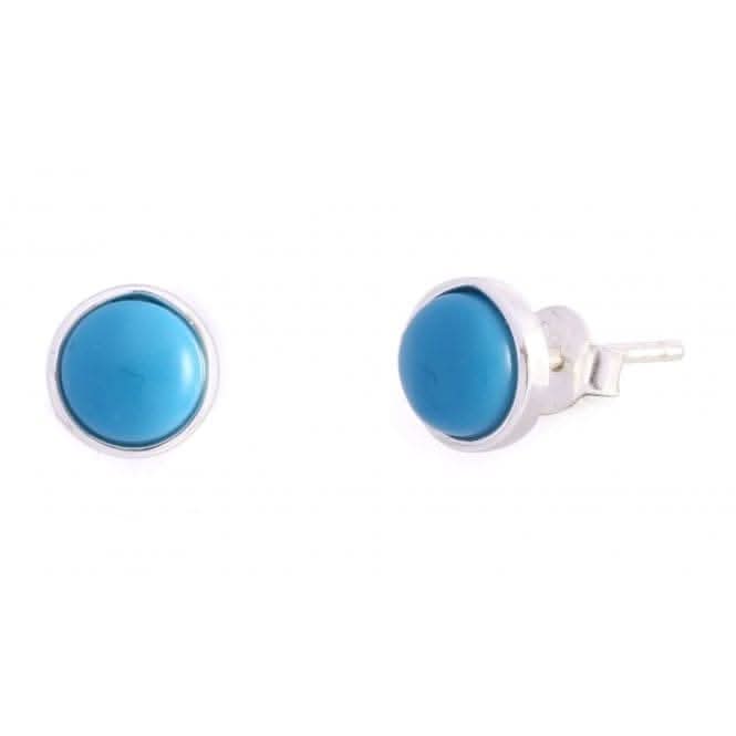 Sterling Silver Round Turquoise Stud Earrings ERLE006