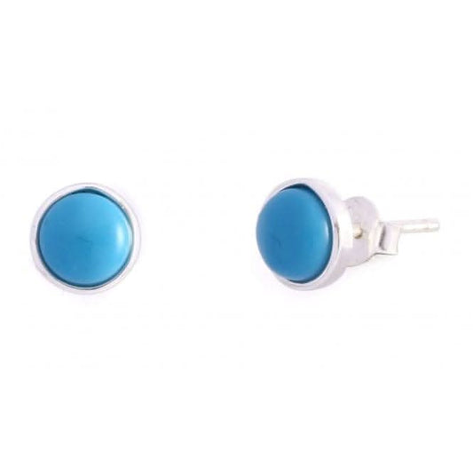 Sterling Silver Round Turquoise Stud Earrings ERLE006