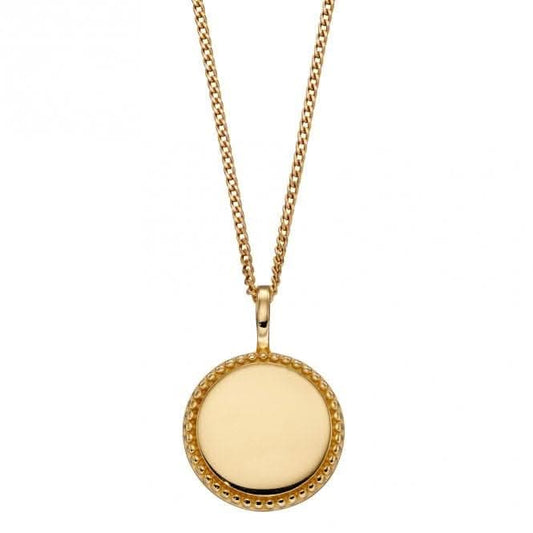 Yellow Gold Plated Engravable Disc with Millegrain Edge P5001