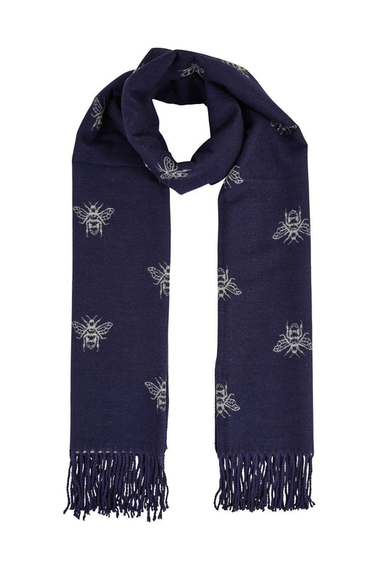 Yumi Navy Two Tone Bee Scarf
